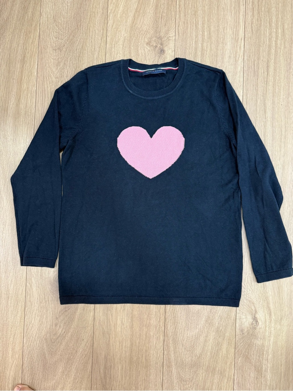 Tommy Hilfiger Black Sweater with Pink Heart